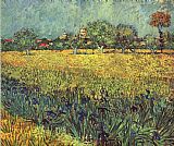 Irises Canvas Paintings - View of Arles with Irises I